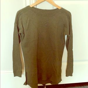 Army green women’s long boatneck   sweater
